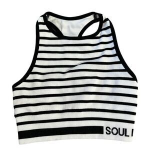 Soul by SoulCycle Black‎ and White Striped Sports Bra XS